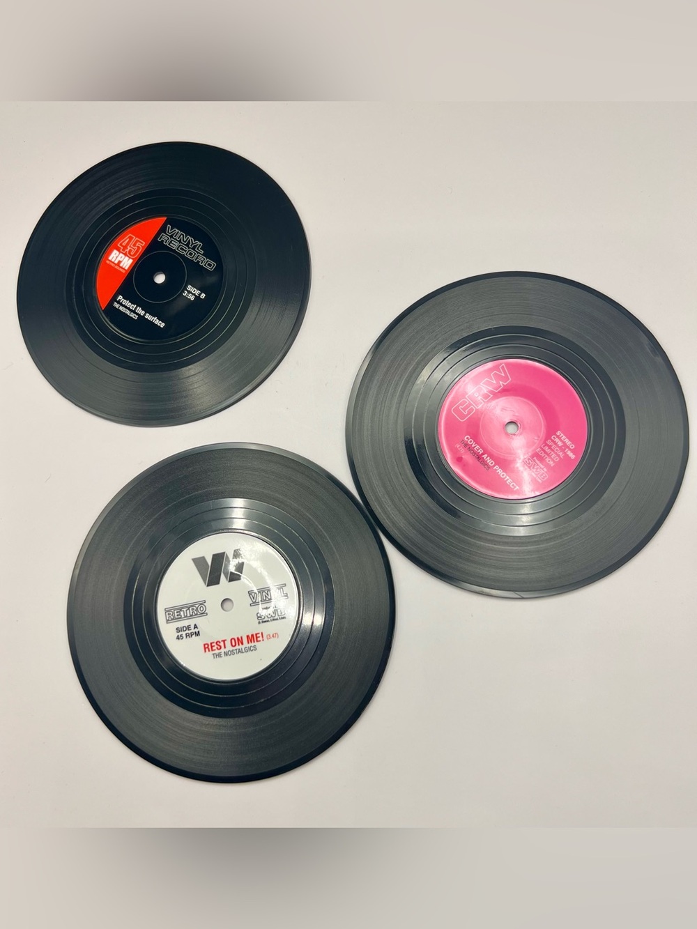 Novelty Coasters. Retro Vinyl Records - Set of 3 NWOT